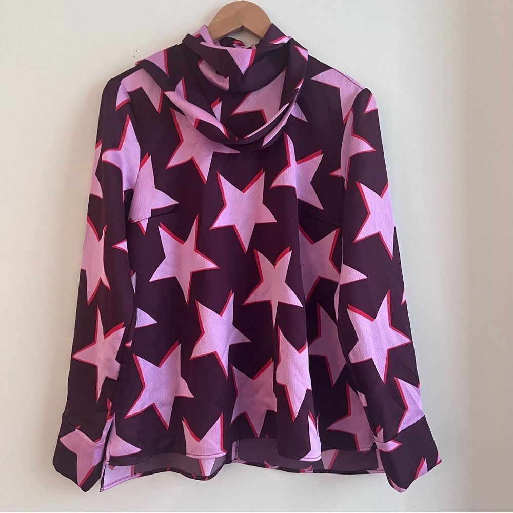 Hugo Boss Star Patterned Blouse with Neck Scarf